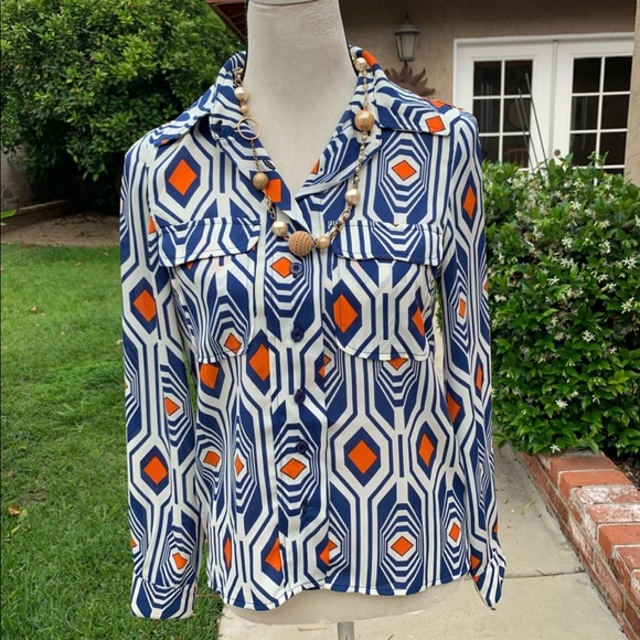 Reina Diaz Tops - Reina Diaz vintage orange/blue top size 5-S in Misses